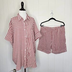 Sonnet James Seersucker Red Stripe 2 Piece Playsuit Short Set